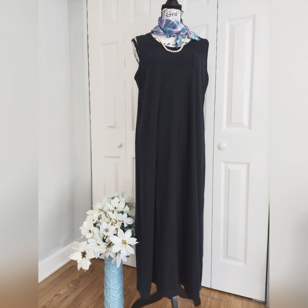 Blair Dress Sz S Blue/Black maxi. Sleeveless Cotton poly